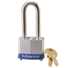 Masterlock 3LHBLU, Blue Laminated Steel Safety Padlock, 1-9/16in (40MM) Wide, 2"/50MM Shackle Height